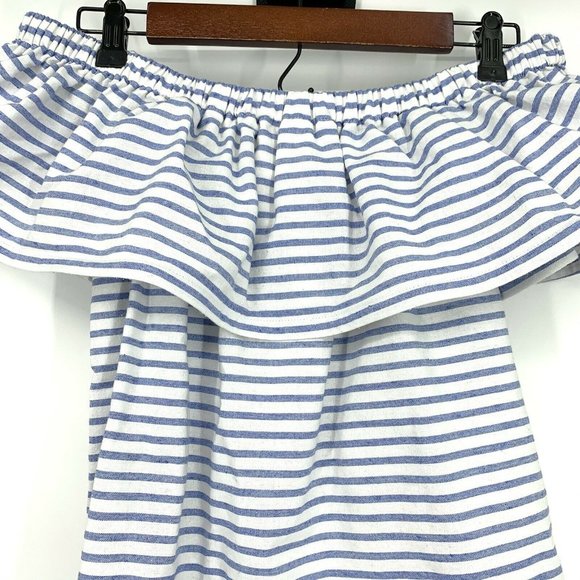 Revolve Line & Dot Stripe Off Shoulder Lea Dress - Picture 7 of 9